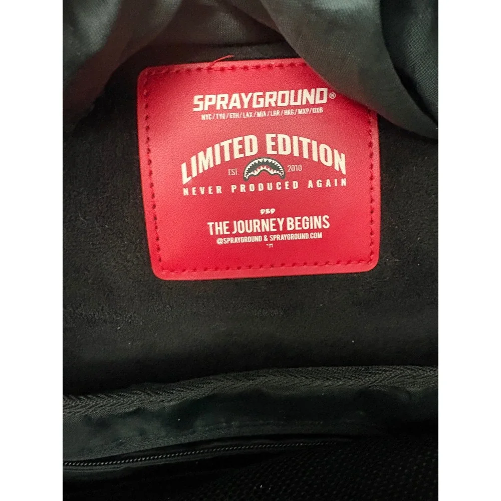 Sprayground Rare Limited Edition Leopard Graphic Backpack Black Vegan Leather
